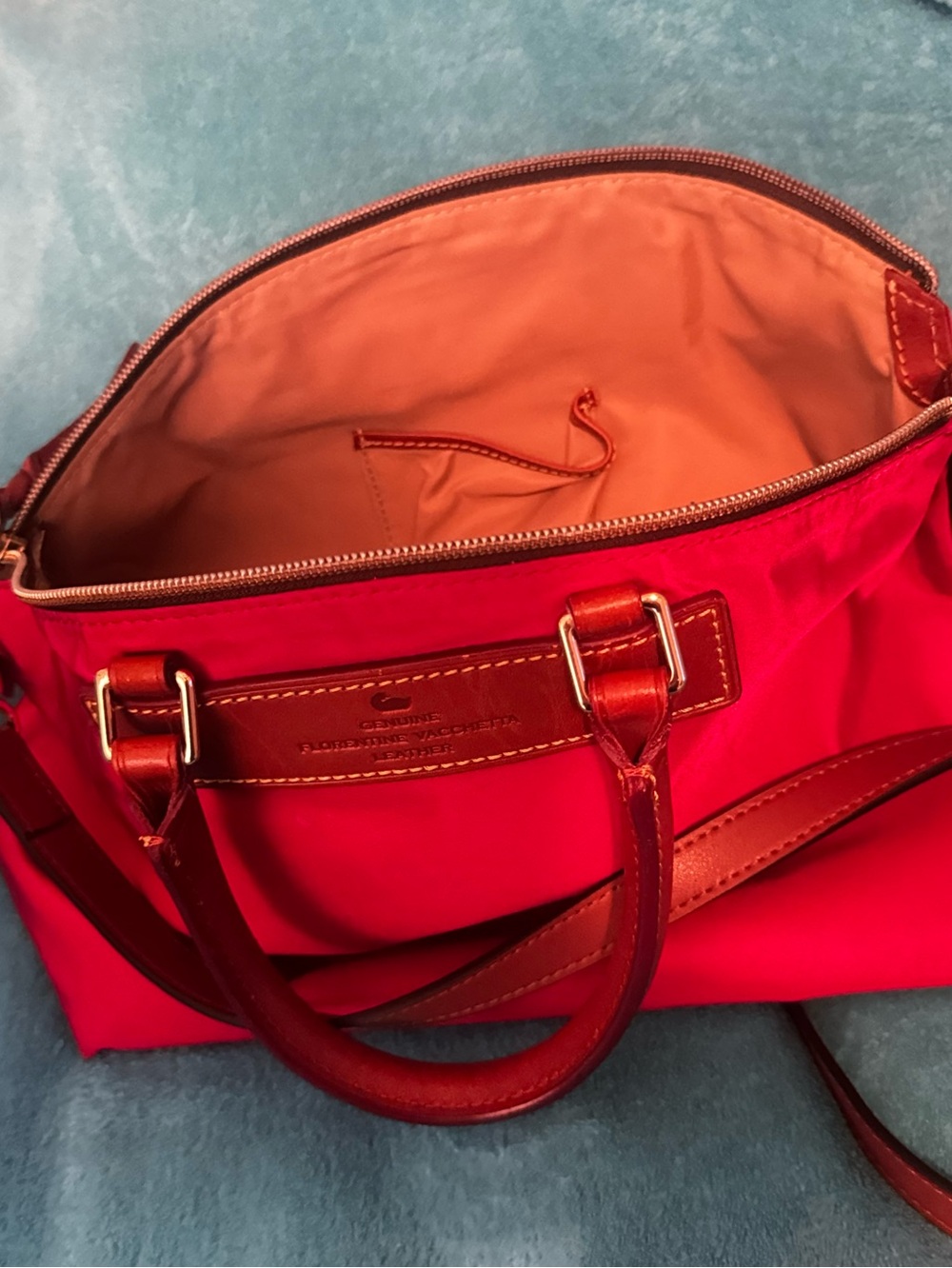 Dooney & Bourke Red tote bag trimmed in leather